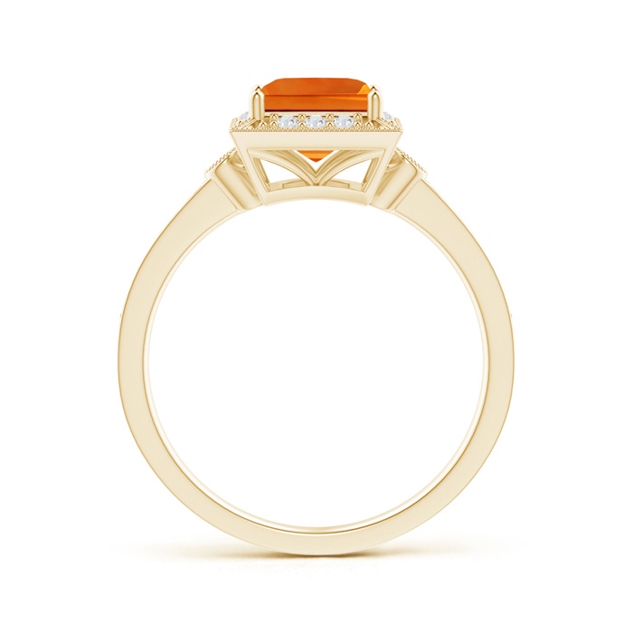 6mm AAAA Milgrain-Edged Square Citrine and Diamond Halo Ring in Yellow Gold Product Image