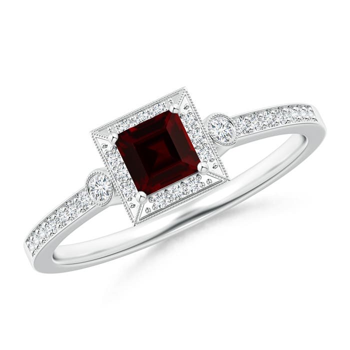 A - Garnet / 0.51 CT / 14 KT White Gold