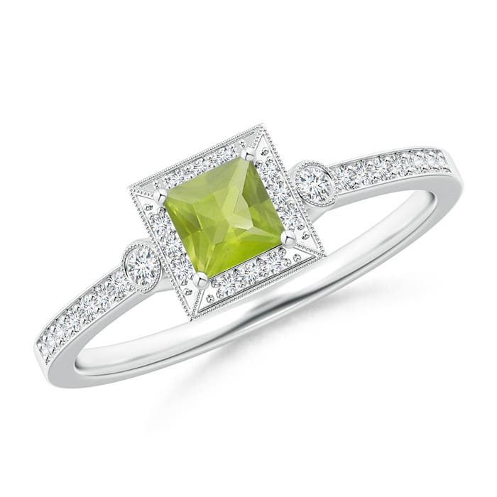 AA - Peridot / 0.46 CT / 14 KT White Gold