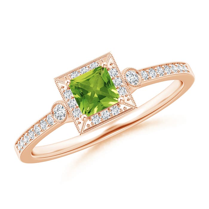 AAAA - Peridot / 0.46 CT / 14 KT Rose Gold