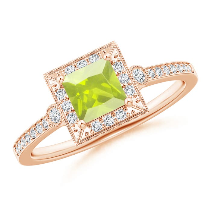 A - Peridot / 0.82 CT / 14 KT Rose Gold