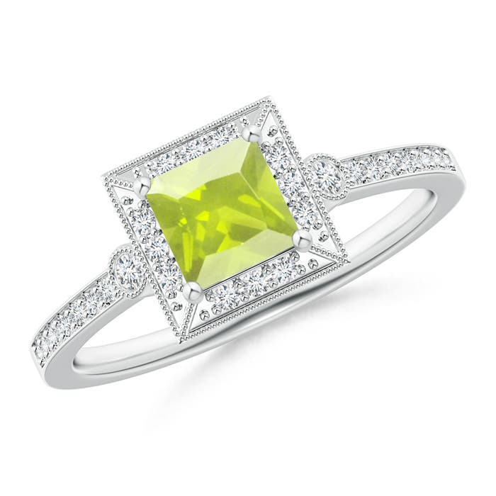 A - Peridot / 0.82 CT / 14 KT White Gold