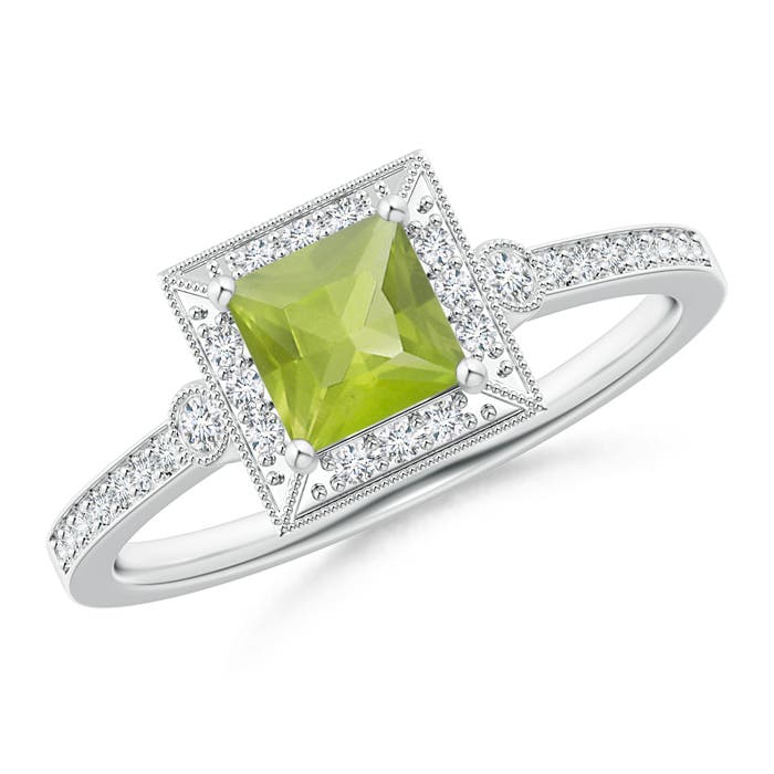 AA - Peridot / 0.82 CT / 14 KT White Gold