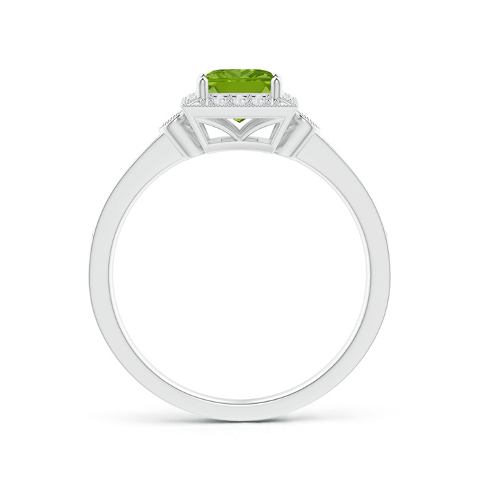 5mm AAAA Milgrain-Edged Square Peridot and Diamond Halo Ring in White Gold product image