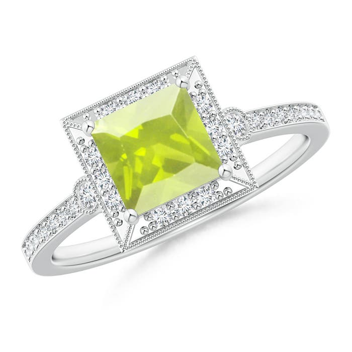 A - Peridot / 1.29 CT / 14 KT White Gold