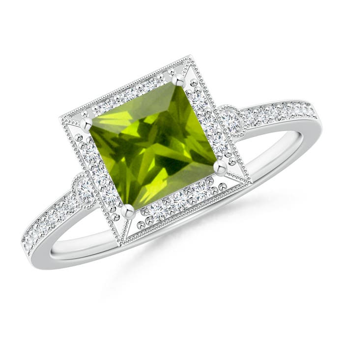 AAA - Peridot / 1.29 CT / 14 KT White Gold