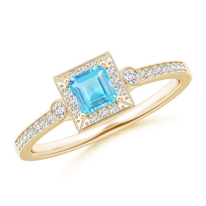 AA - Swiss Blue Topaz / 0.6 CT / 14 KT Yellow Gold