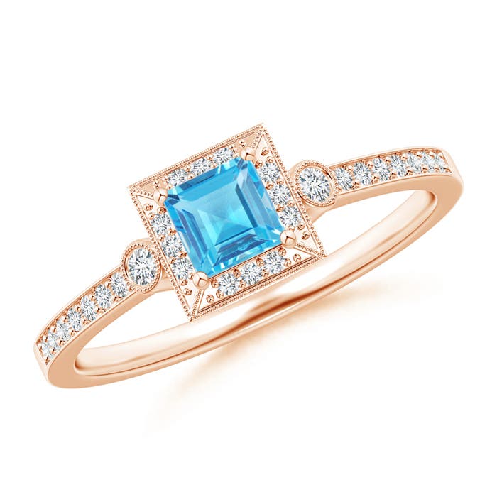 AAA - Swiss Blue Topaz / 0.6 CT / 14 KT Rose Gold