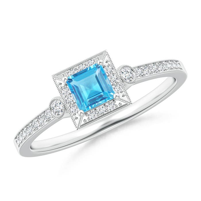 AAA - Swiss Blue Topaz / 0.6 CT / 14 KT White Gold