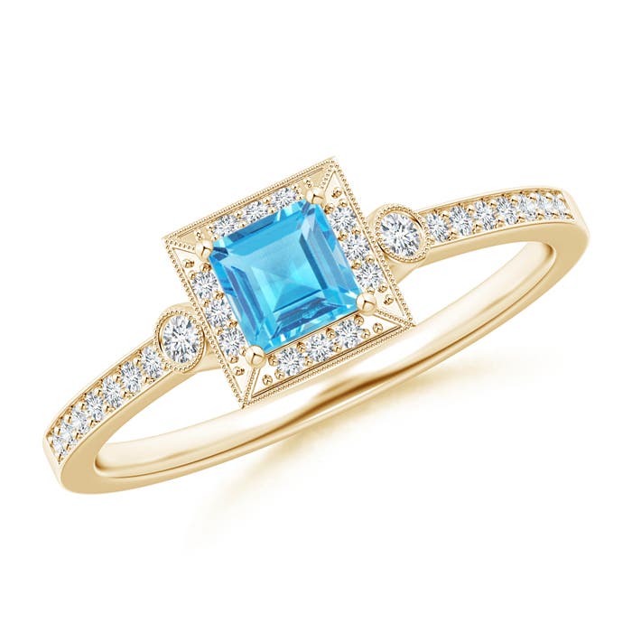 AAA - Swiss Blue Topaz / 0.6 CT / 14 KT Yellow Gold