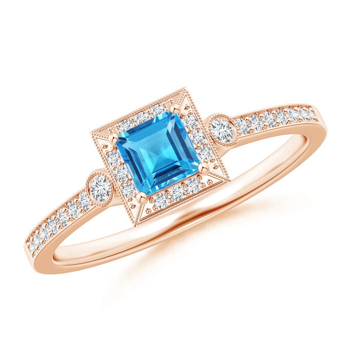 AAAA - Swiss Blue Topaz / 0.6 CT / 14 KT Rose Gold