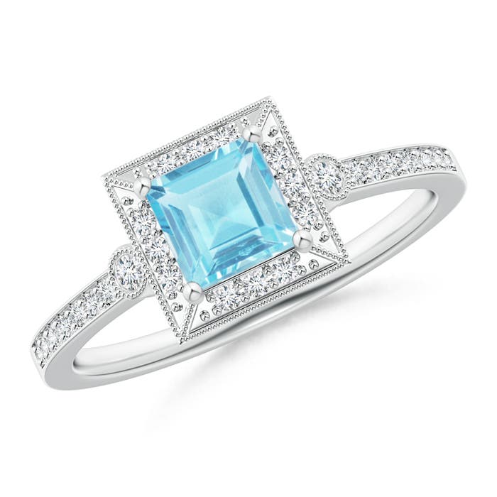 A - Swiss Blue Topaz / 0.92 CT / 14 KT White Gold