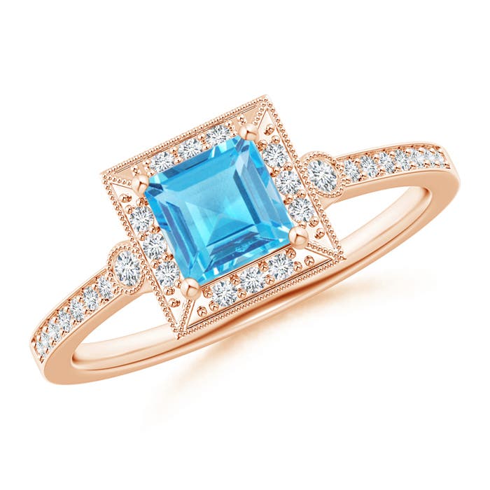 AAA - Swiss Blue Topaz / 0.92 CT / 14 KT Rose Gold