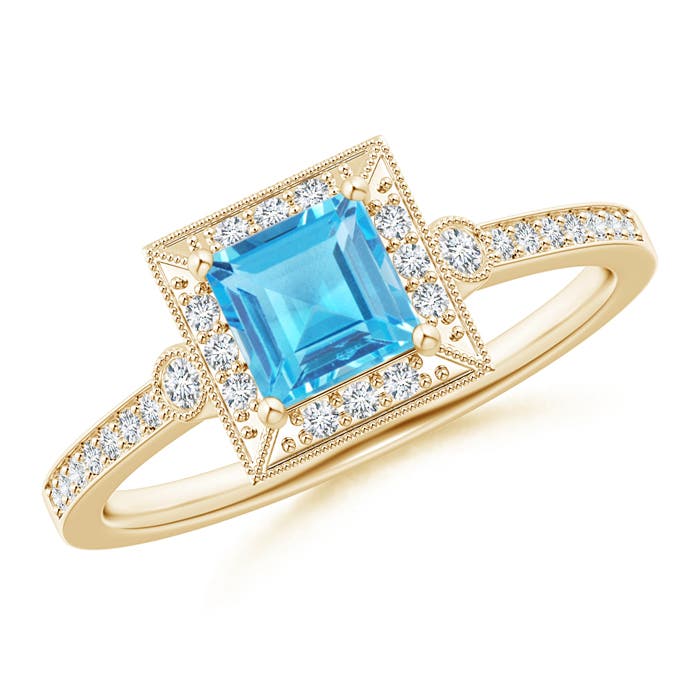 AAA - Swiss Blue Topaz / 0.92 CT / 14 KT Yellow Gold