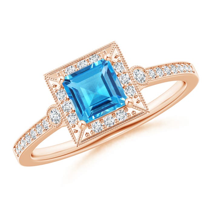 AAAA - Swiss Blue Topaz / 0.92 CT / 14 KT Rose Gold