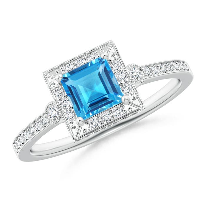 AAAA - Swiss Blue Topaz / 0.92 CT / 14 KT White Gold