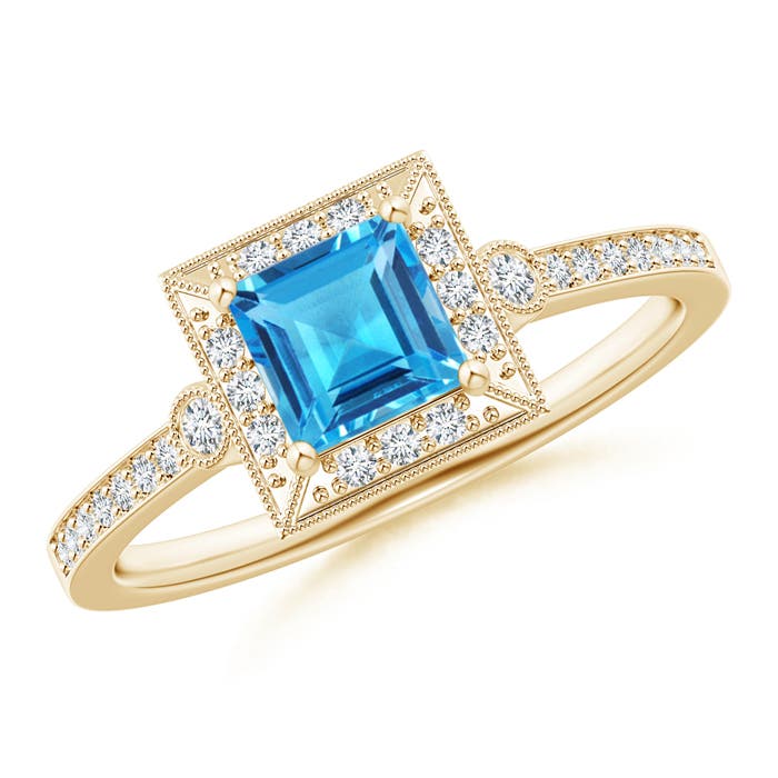 AAAA - Swiss Blue Topaz / 0.92 CT / 14 KT Yellow Gold