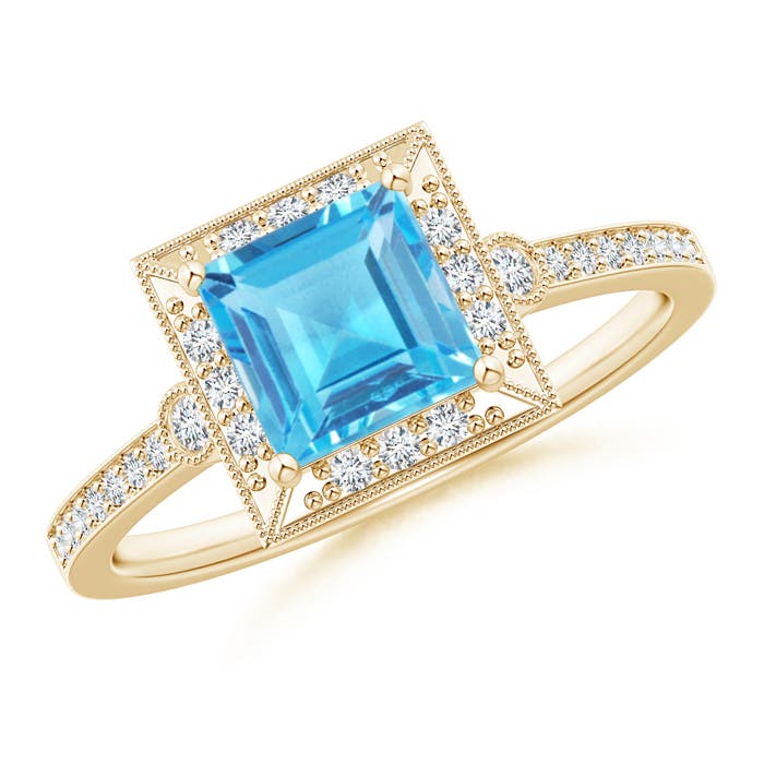 AAA - Swiss Blue Topaz / 1.54 CT / 14 KT Yellow Gold