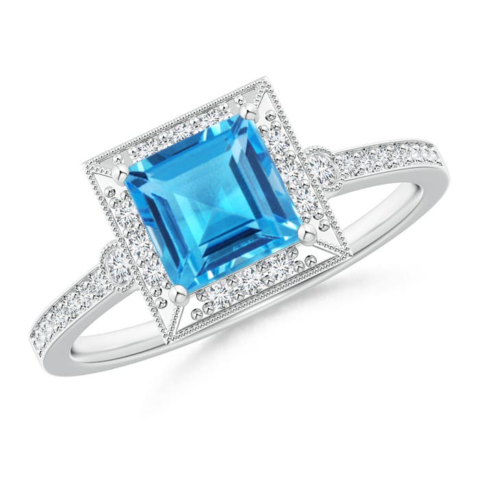 AAAA - Swiss Blue Topaz / 1.54 CT / 14 KT White Gold