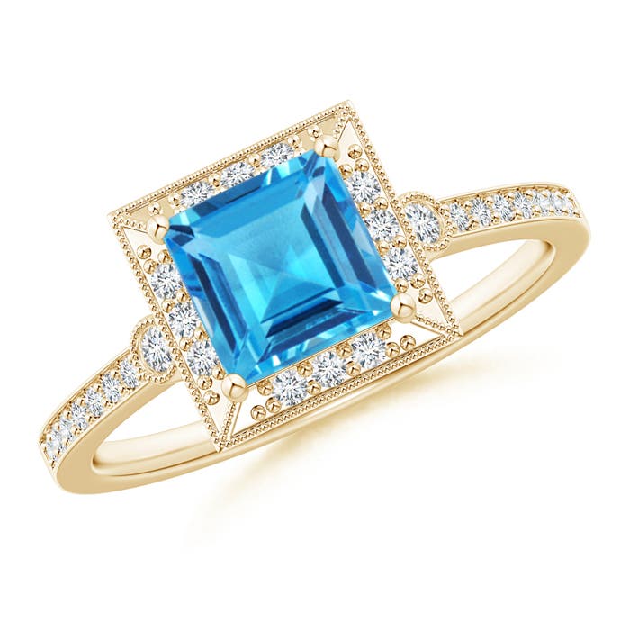 AAAA - Swiss Blue Topaz / 1.54 CT / 14 KT Yellow Gold