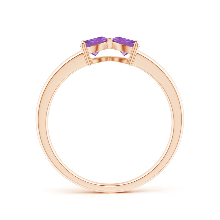 4mm A Two Stone Trillion Amethyst Bow Tie Ring in Rose Gold product image