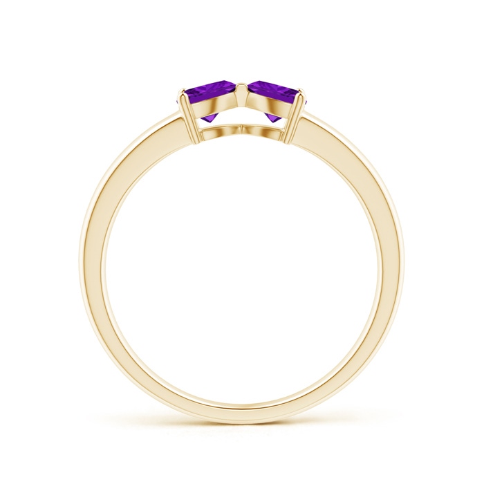 4mm AAA Two Stone Trillion Amethyst Bow Tie Ring in Yellow Gold product image