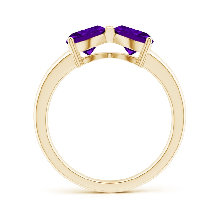 6mm AAAA Two Stone Trillion Amethyst Bow Tie Ring in Yellow Gold product image