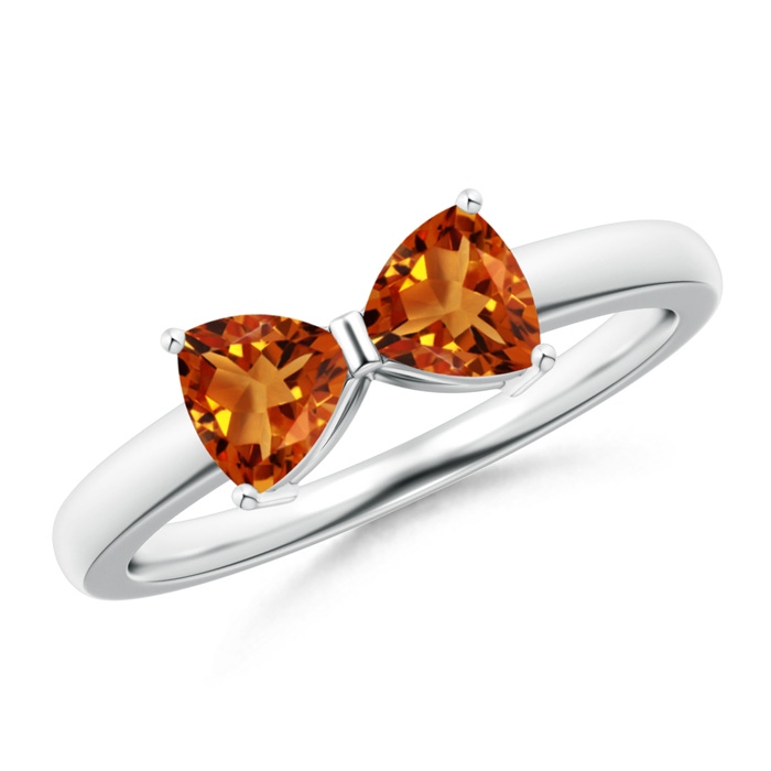 5mm AAAA Two Stone Trillion Citrine Bow Tie Ring in White Gold