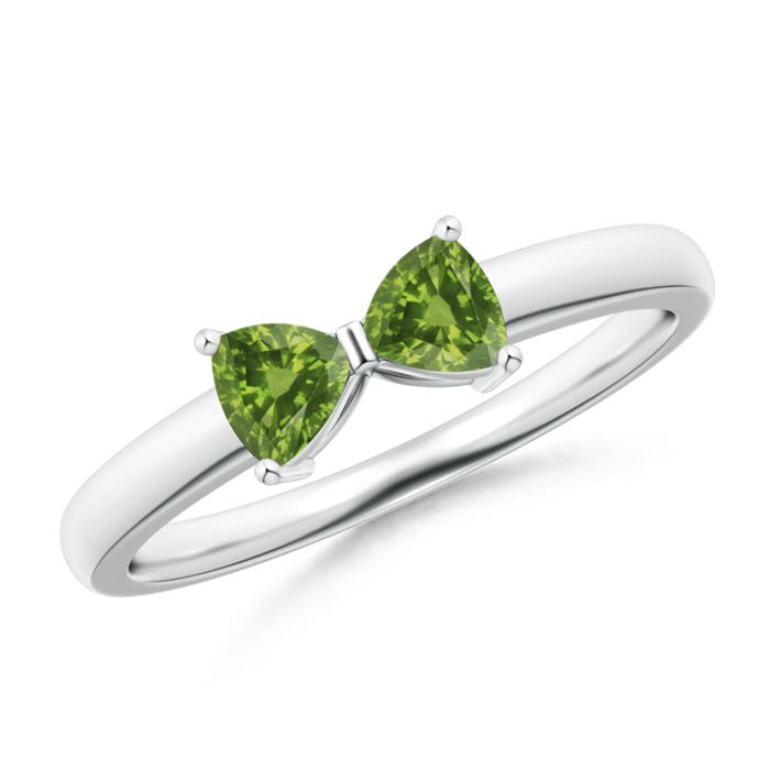 AAAA - Peridot / 0.4 CT / 14 KT White Gold