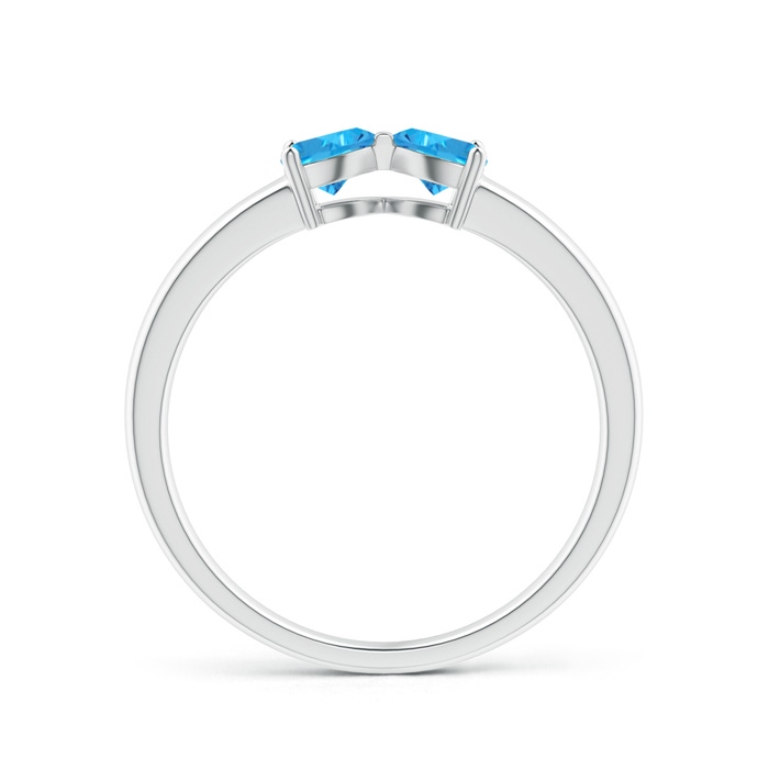 4mm AAAA Two Stone Trillion Swiss Blue Topaz Bow Tie Ring in P950 Platinum product image