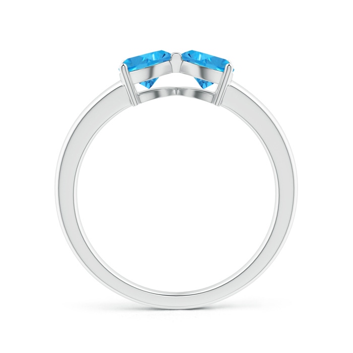 5mm AAAA Two Stone Trillion Swiss Blue Topaz Bow Tie Ring in White Gold product image