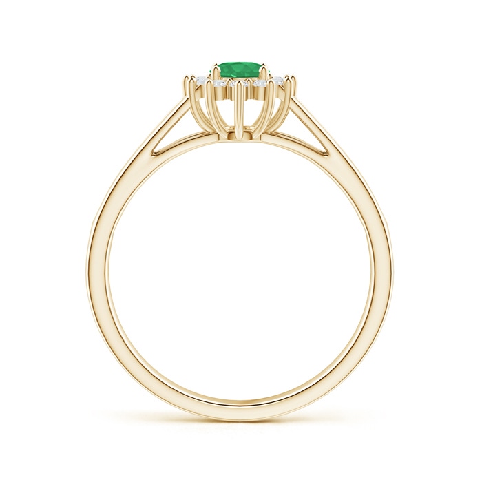 5x4mm A Princess Diana Inspired Emerald Halo Split Shank Ring in Yellow Gold side-1