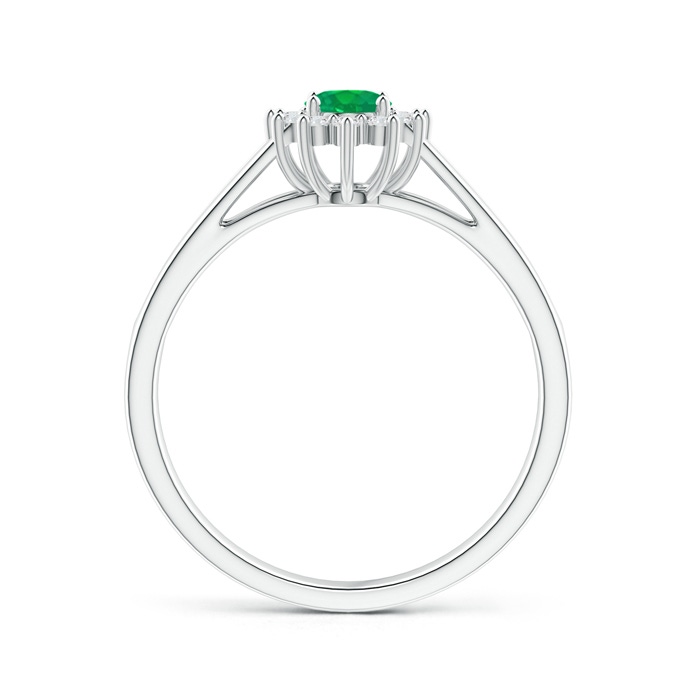 5x4mm AA Princess Diana Inspired Emerald Halo Split Shank Ring in White Gold side-1