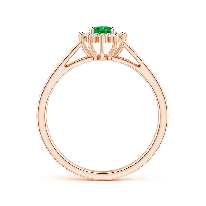 5x4mm AAA Princess Diana Inspired Emerald Halo Split Shank Ring in Rose Gold Side-1
