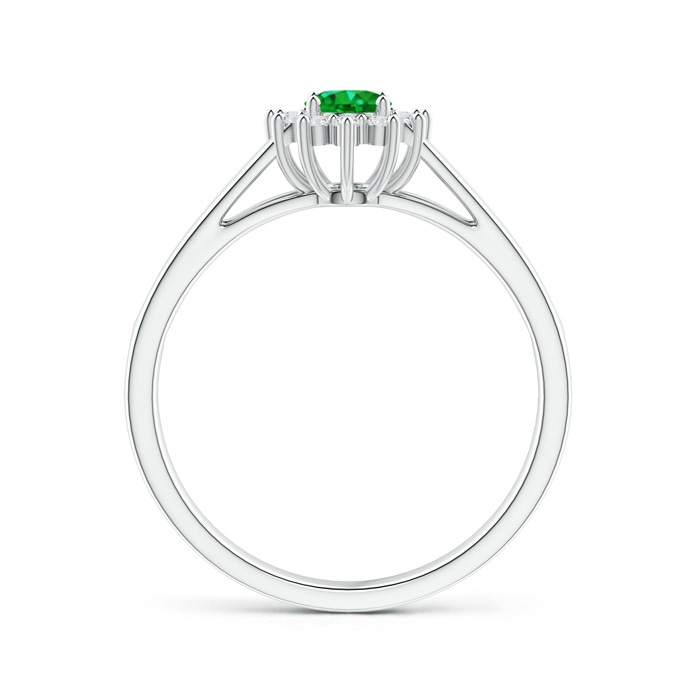 5x4mm AAAA Princess Diana Inspired Emerald Halo Split Shank Ring in White Gold side-1