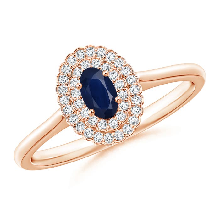 A - Blue Sapphire / 0.44 CT / 14 KT Rose Gold