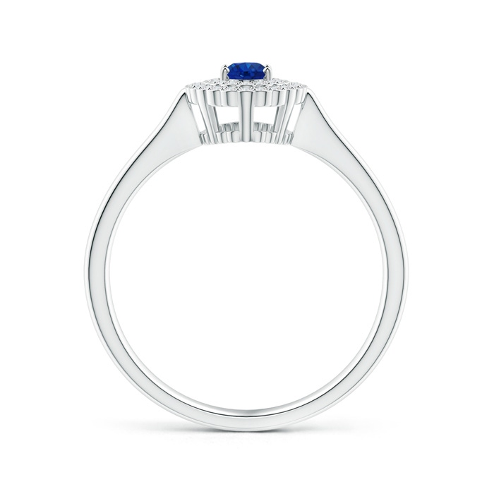 5x3mm AAA Vintage Style Sapphire Scalloped Ring with Double Halo in White Gold product image