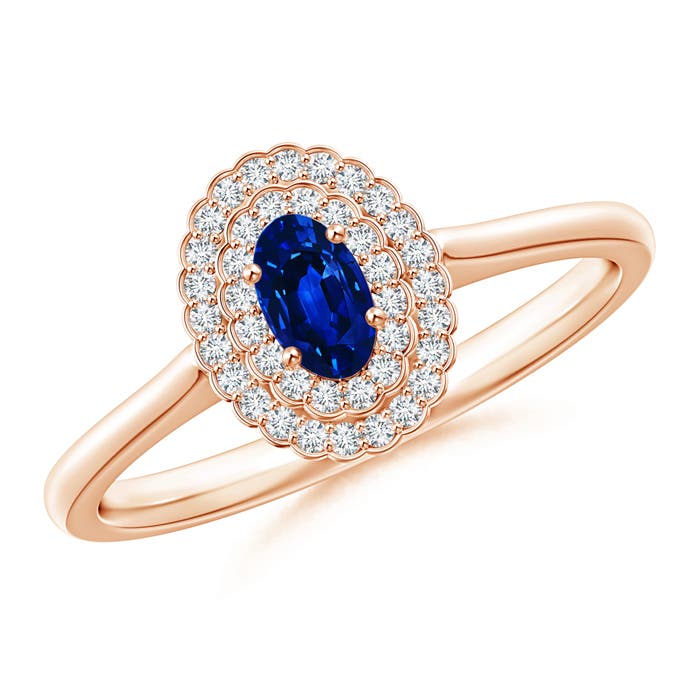 AAAA - Blue Sapphire / 0.44 CT / 14 KT Rose Gold