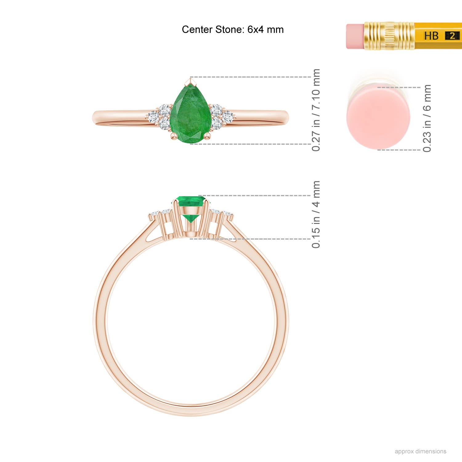 A - Emerald / 0.4 CT / 14 KT Rose Gold