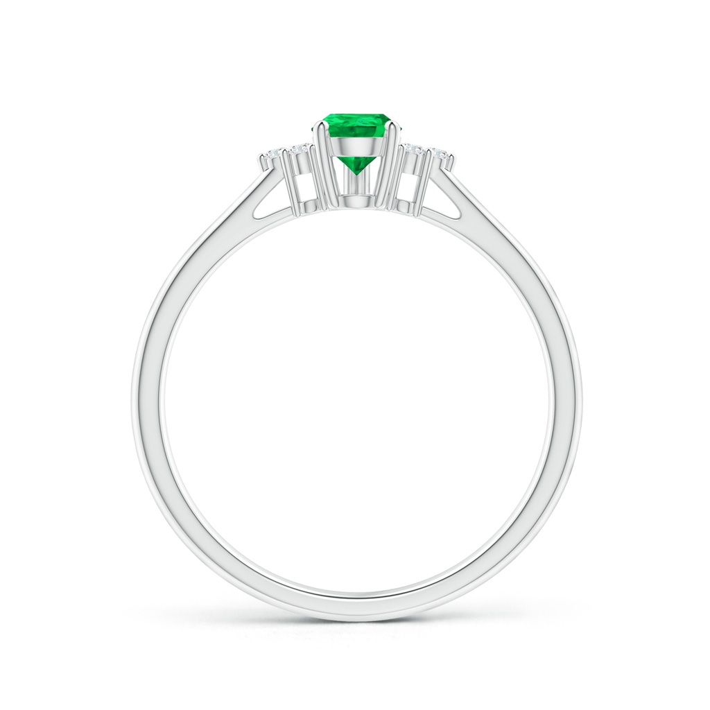 6x4mm AAA Pear Emerald Solitaire Ring with Trio Diamond Accents in 9K White Gold Side-1