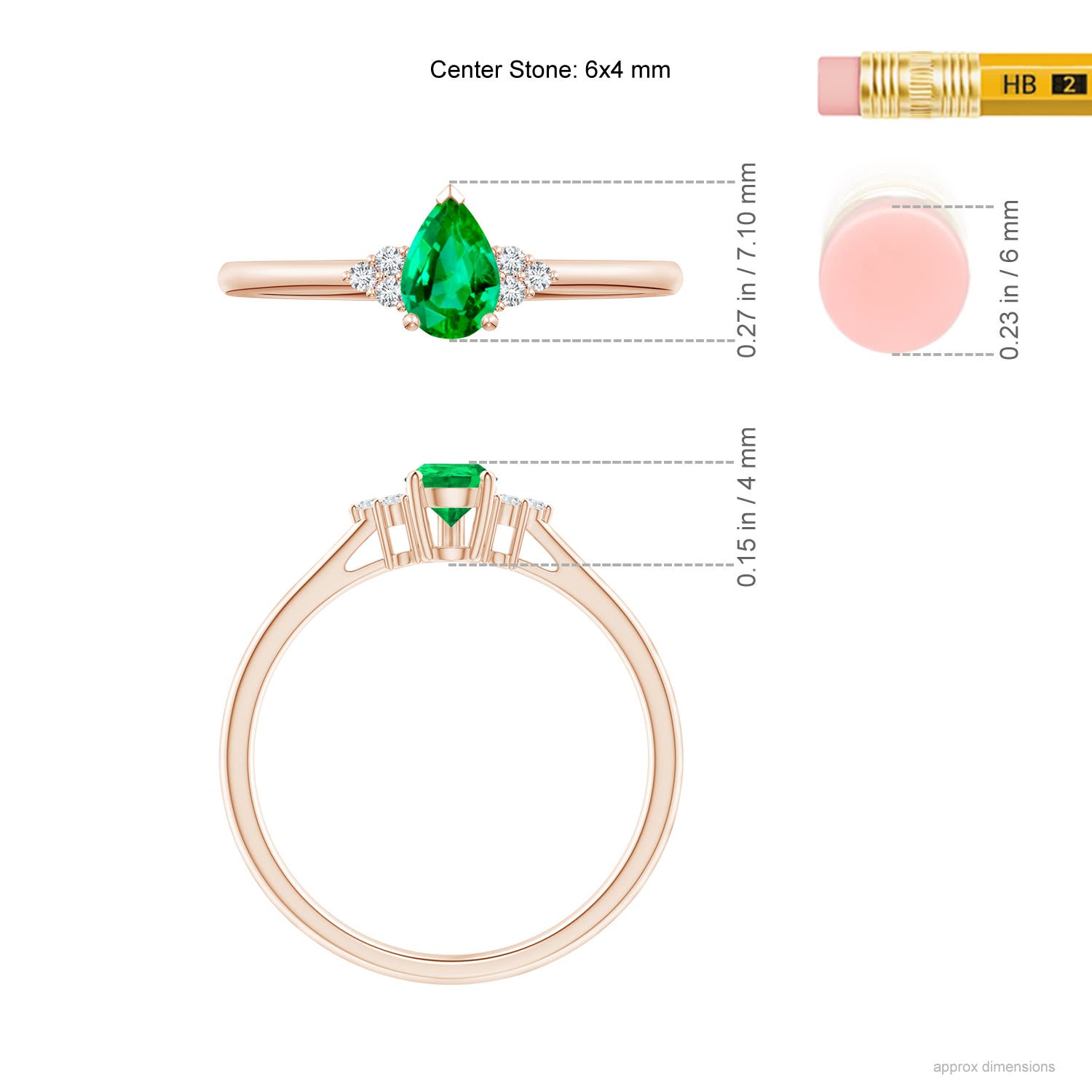 AAA - Emerald / 0.4 CT / 14 KT Rose Gold