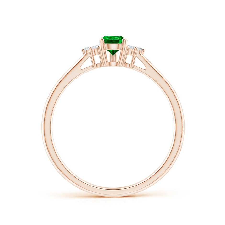 6x4mm Lab-Grown Pear Emerald Solitaire Ring with Trio Diamond Accents in Rose Gold side-1