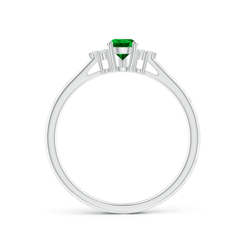 6x4mm AAAA Pear Emerald Solitaire Ring with Trio Diamond Accents in White Gold Side-1