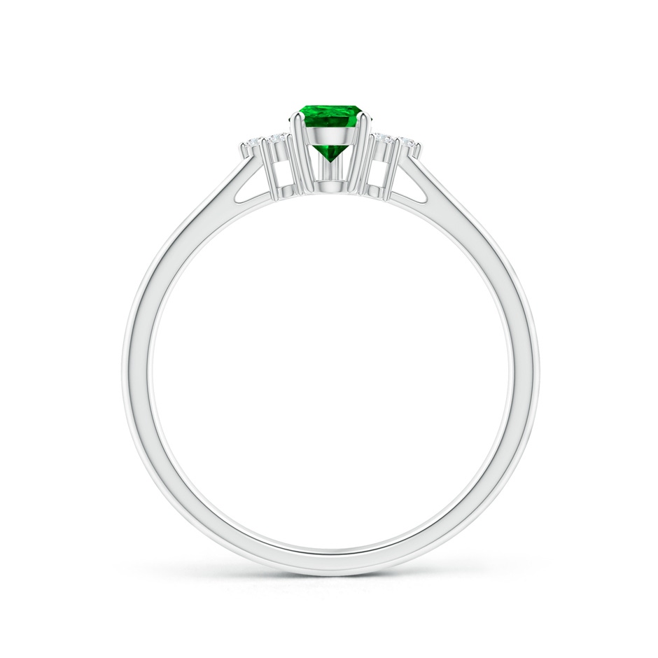 6x4mm Lab-Grown Pear Emerald Solitaire Ring with Trio Diamond Accents in White Gold side-1