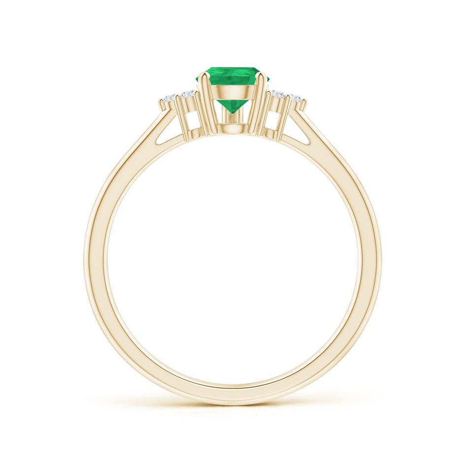 7x5mm A Pear Emerald Solitaire Ring with Trio Diamond Accents in 9K Yellow Gold side-1