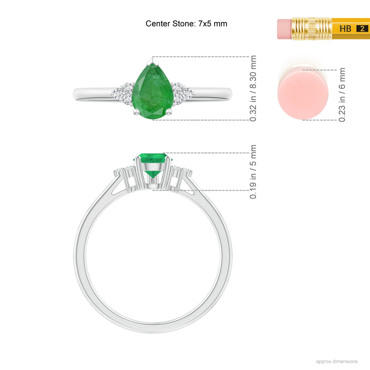 A - Emerald / 0.66 CT / 14 KT White Gold