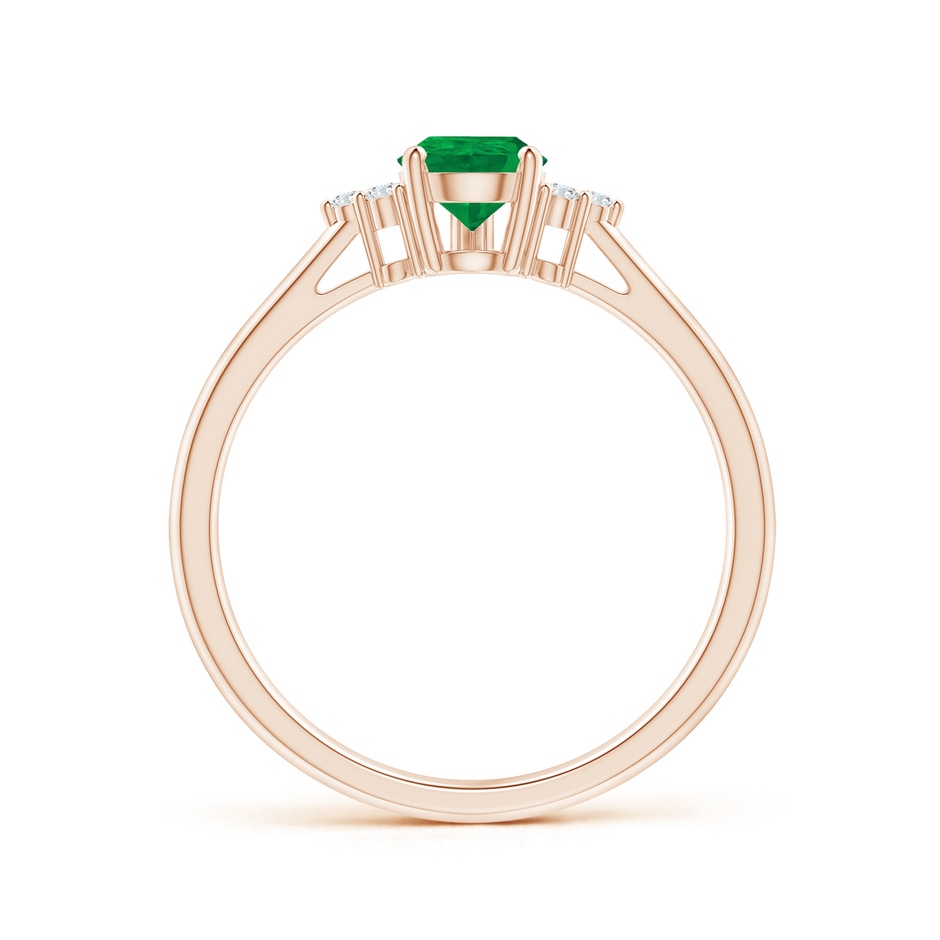 7x5mm AA Pear Emerald Solitaire Ring with Trio Diamond Accents in Rose Gold side-1