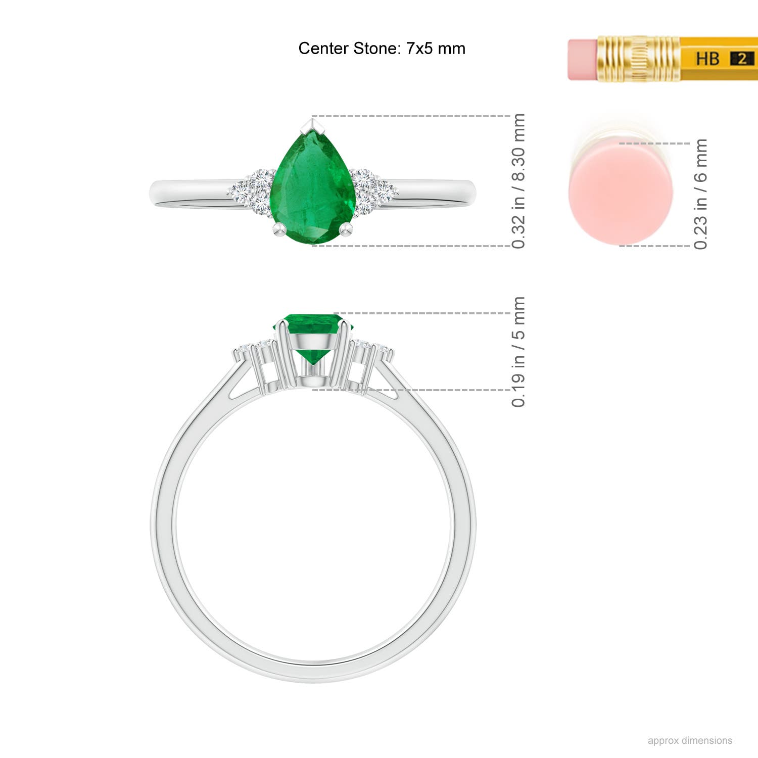 AA - Emerald / 0.66 CT / 14 KT White Gold