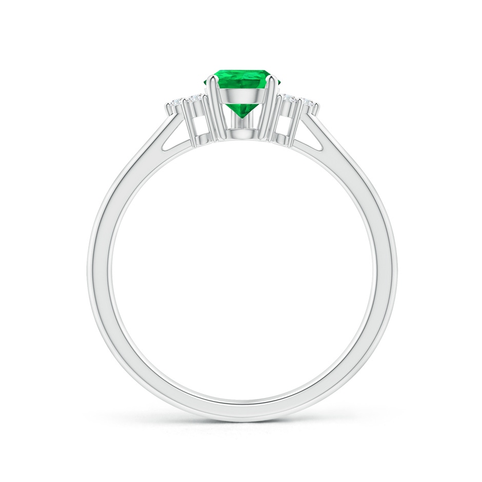 7x5mm AAA Pear Emerald Solitaire Ring with Trio Diamond Accents in P950 Platinum side-1