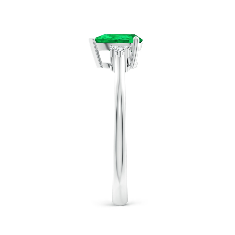 7x5mm AAA Pear Emerald Solitaire Ring with Trio Diamond Accents in P950 Platinum side-2